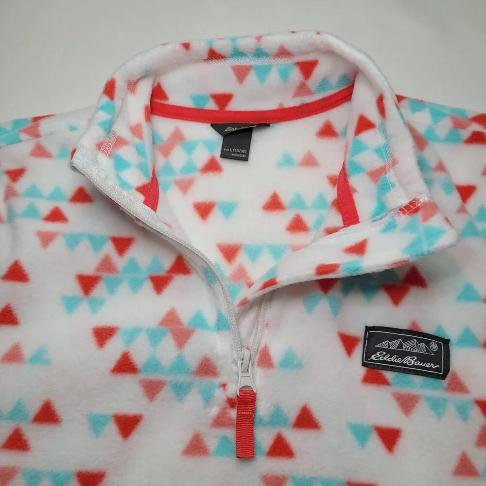 Eddie Bauer Youth Quest Fleece 1/4-Zip Pullover Triangle Print Large Aztec - Picture 5 of 12
